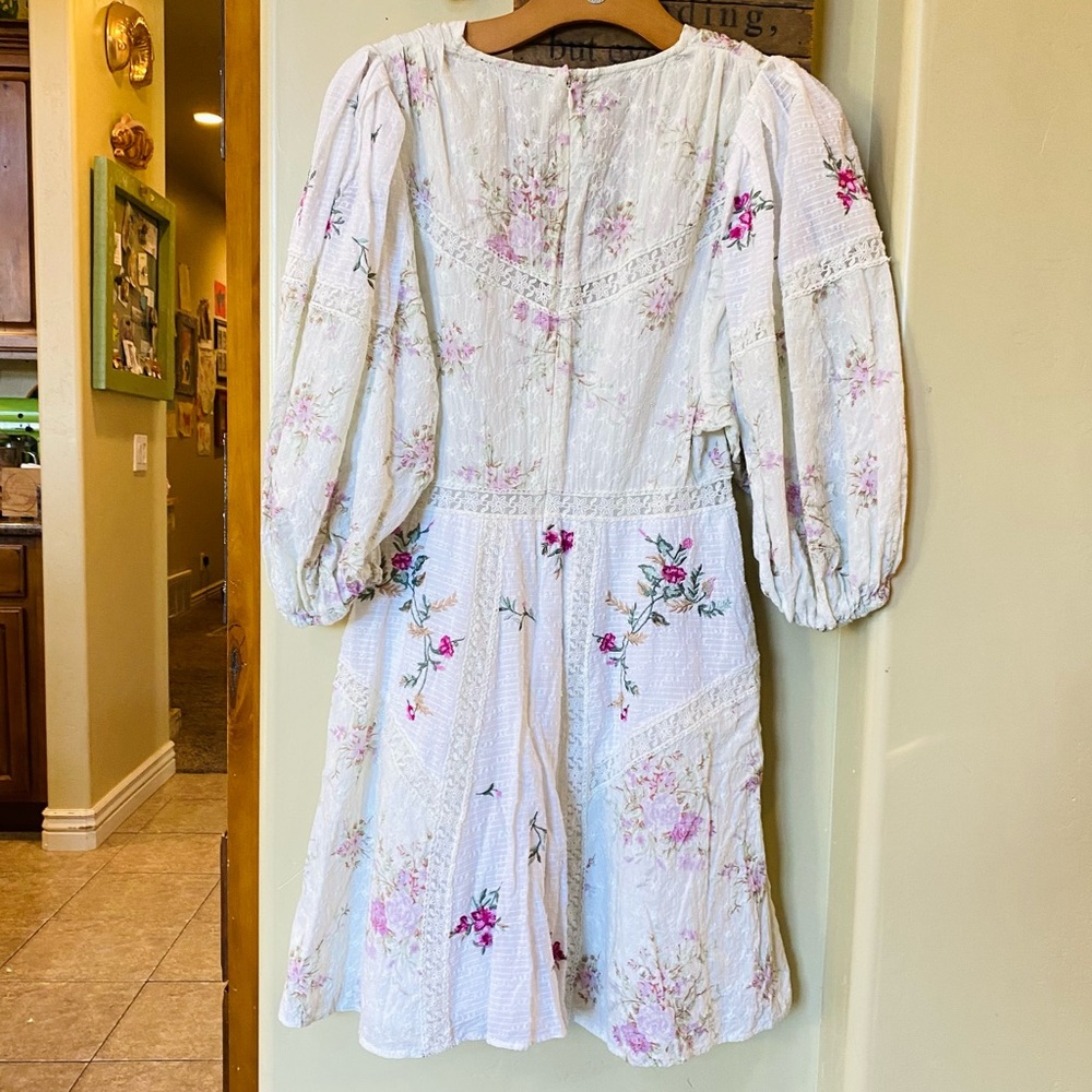 ASOS Edition Floral Embroidered Puff Sleeve Mini Dress - Picture 9 of 16